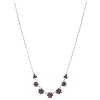 Silver necklace with czech garnet, rhodium plated - flower                                          