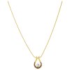 Silver necklace with czech garnet and pearl, gold plated - drop                                     