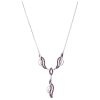Silver necklace with czech garnet, rhodium plated - wave                                            