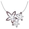 Silver necklace with czech garnet, rhodium plated - flower                                          