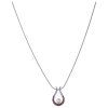 Silver necklace with czech garnet and pearl, rhodium plated - drop                                  