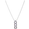 Silver necklace with czech garnet, rhodium plated - square                                          