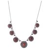 Silver necklace with czech garnet, rhodium plated - circle                                          