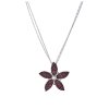 Silver necklace with czech garnet and pearl, rhodium plated - flower                                