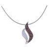 Silver necklace with czech garnet, rhodium plated - wave                                            