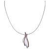 Silver necklace with czech garnet, rhodium plated - wave                                            