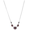 Silver necklace with czech garnet, rhodium plated - oval                                            