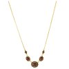 Silver necklace with czech garnet, gold plated - oval                                               