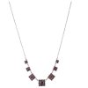 Silver necklace with czech garnet, rhodium plated - square                                          
