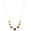 Silver necklace with czech garnet, gold plated - square                                             