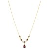 Silver necklace with czech garnet, gold plated - drop                                               