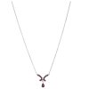 Silver necklace with czech garnet, rhodium plated - drop                                            