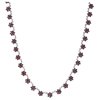 Silver necklace with czech garnet, rhodium plated - flower                                          