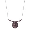 Silver necklace with czech garnet, rhodium plated - oval                                            