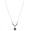Silver necklace with czech garnet, rhodium plated - oval                                            