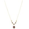 Silver necklace with czech garnet, gold plated - oval                                               