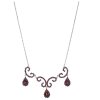 Silver necklace with czech garnet, rhodium plated - drop                                            