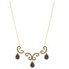 Silver necklace with czech garnet, gold plated - drop                                               