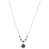 Silver necklace with czech garnet, rhodium plated - flower                                          