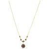 Silver necklace with czech garnet, gold plated - flower                                             