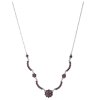 Silver necklace with czech garnet, rhodium plated - flower                                          