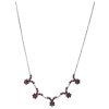 Silver necklace with czech garnet, rhodium plated - flower                                          