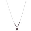 Silver necklace with czech garnet, rhodium plated - flower                                          