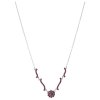 Silver necklace with czech garnet, rhodium plated - flower                                          