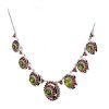 Silver necklace with czech garnet, gold plated - flower                                             