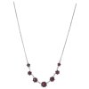 Silver necklace with czech garnet, rhodium plated - flower                                          