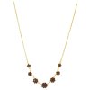 Silver necklace with czech garnet, gold plated - flower                                             