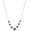 Silver necklace with czech garnet, rhodium plated - flower                                          