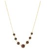 Silver necklace with czech garnet, gold plated - flower                                             