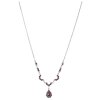 Silver necklace with czech garnet, rhodium plated - drop                                            