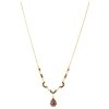 Silver necklace with czech garnet, gold plated - drop                                               