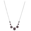 Silver necklace with czech garnet, rhodium plated - flower                                          