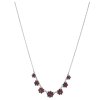 Silver necklace with czech garnet, rhodium plated - flower                                          
