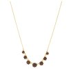 Silver necklace with czech garnet, gold plated - flower                                             