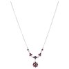 Silver necklace with czech garnet, rhodium plated - flower                                          