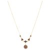 Silver necklace with czech garnet, gold plated - flower                                             