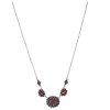 Silver necklace with czech garnet, rhodium plated - oval                                            