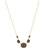 Silver necklace with czech garnet, gold plated - oval                                               