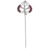 Silver needle with czech garnet, rhodium plated - linden leaf                                       
