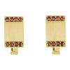 Silver cuff-links with czech garnet, gold plated - rectangle                                        