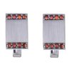 Silver cuff-links with czech garnet, rhodium plated - rectangle                                     