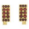 Silver cuff-links with czech garnet, gold plated - rectangle                                        