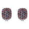 Silver cuff-links with czech garnet, rhodium plated - square                                        