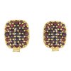 Silver cuff-links with czech garnet, gold plated - square                                           