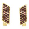 Silver cuff-links with czech garnet, gold plated - rectangle                                        