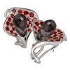 Silver earrings with czech garnet, rhodium plated - calla                                           